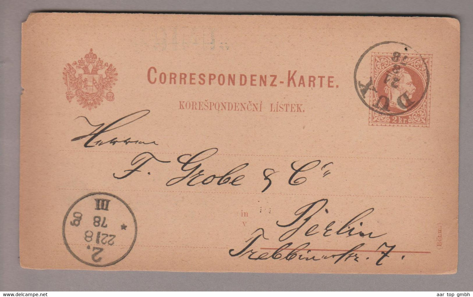 Tschechien Heimat Dux 1878-08-22 Ganzsache Nach Berlin "Duxer Kohlewerk" - ...-1918 Vorphilatelie