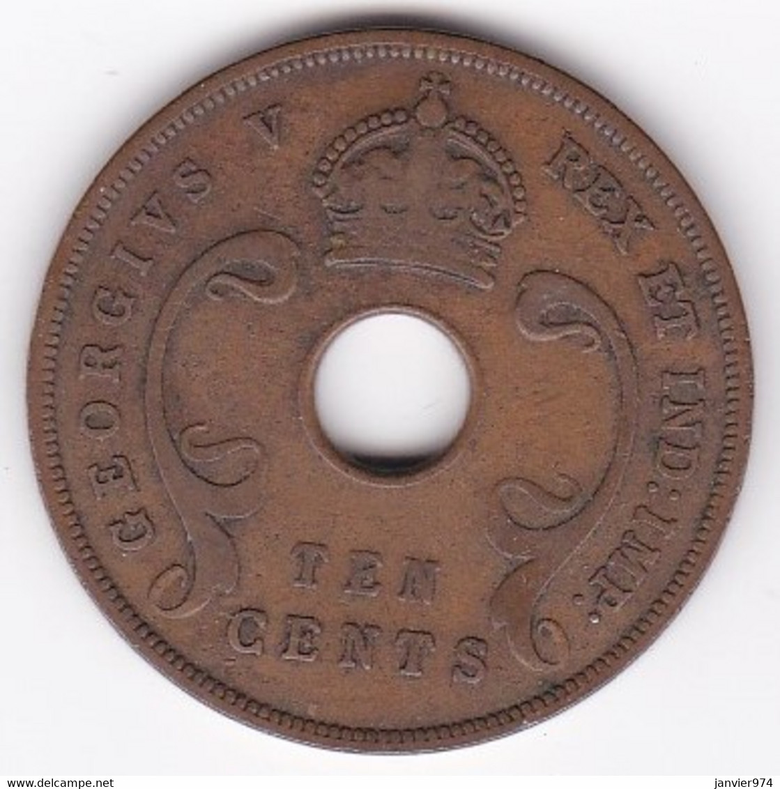 East Africa 10 Cents 1933 George V, En Bronze , KM# 19 - British Colony