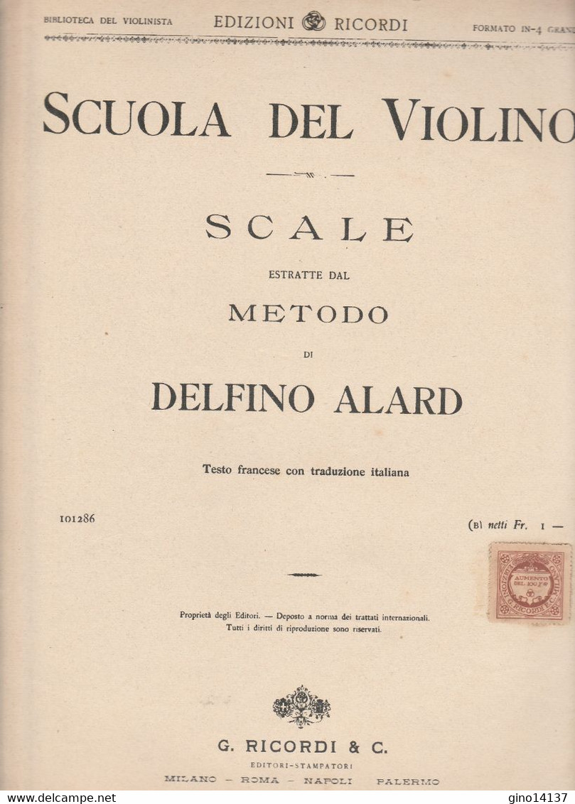 Spartito SCUOLA DEL VIOLINO - SCALE Metodo DELFINO ALARD - G. RICORDI & C. - Operaboeken