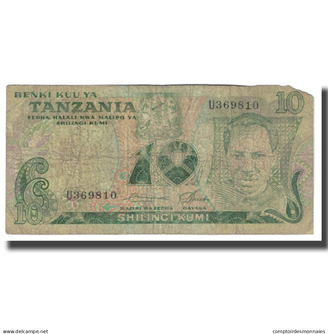 Billet, Tanzania, 10 Shilingi, KM:6a, TB - Tanzania