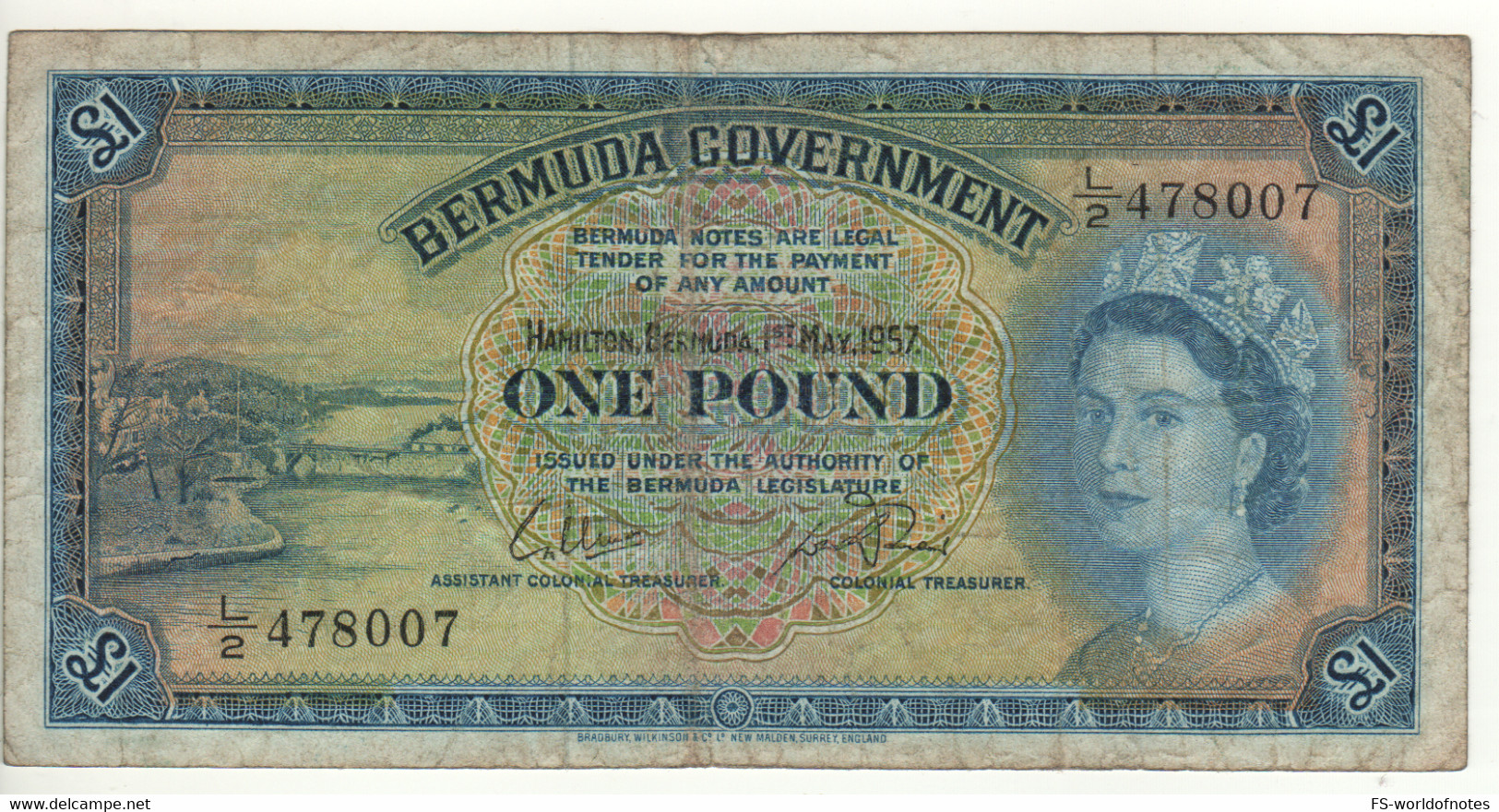 BERMUDA 1 Pound    Queen Elizabeth II  P20b    Dated 1st May 1957 - Bermudes