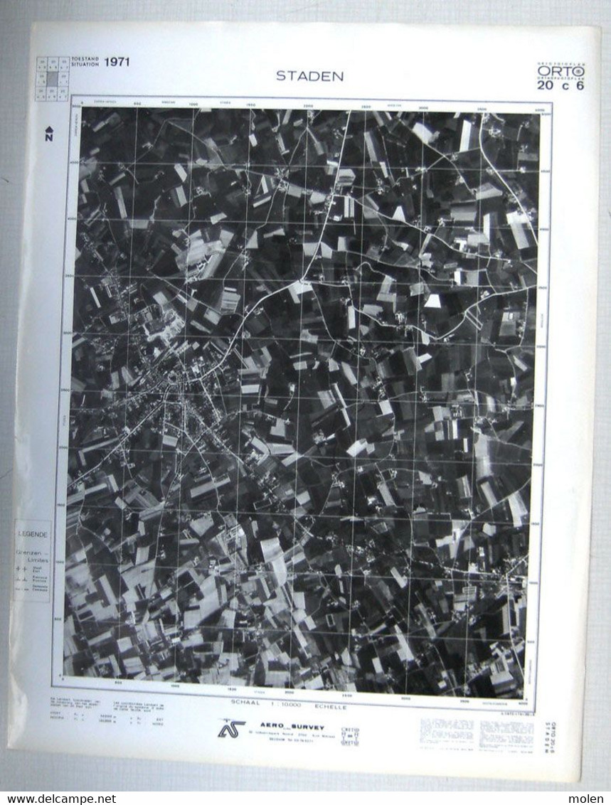 STADEN Toestand In 1971 GROTE LUCHT-FOTO 63x48cm ©1971 KAART ORTO PLAN 1/10.000 CARTOGRAPHIE PHOTO AERIENNE CARTE R229 - Staden