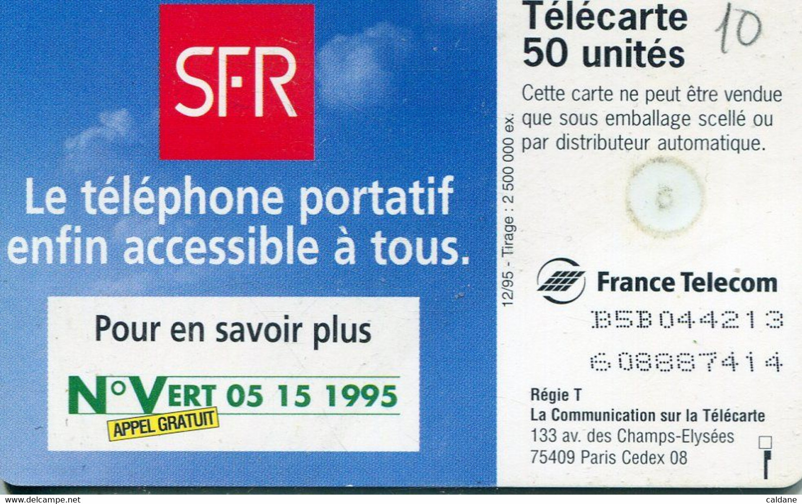 TELECARTE  France Telecom  50  UNITES.      2.500.000.  EX. - Opérateurs Télécom