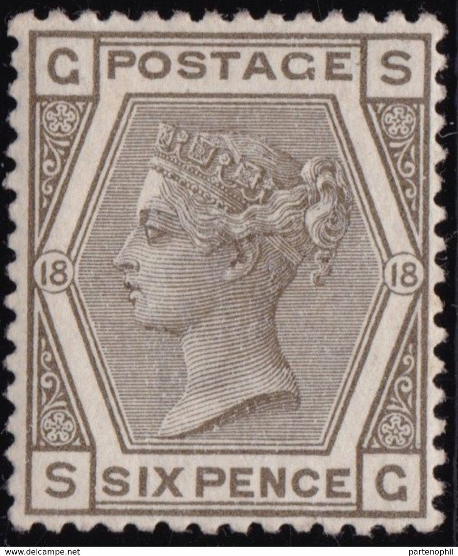 Grab Bretagna - 573 ** 1880 – 6 P. Grigio Oliva N. 66. Cert. E. Diena. Cat. € 900,00. SPL - Unused Stamps