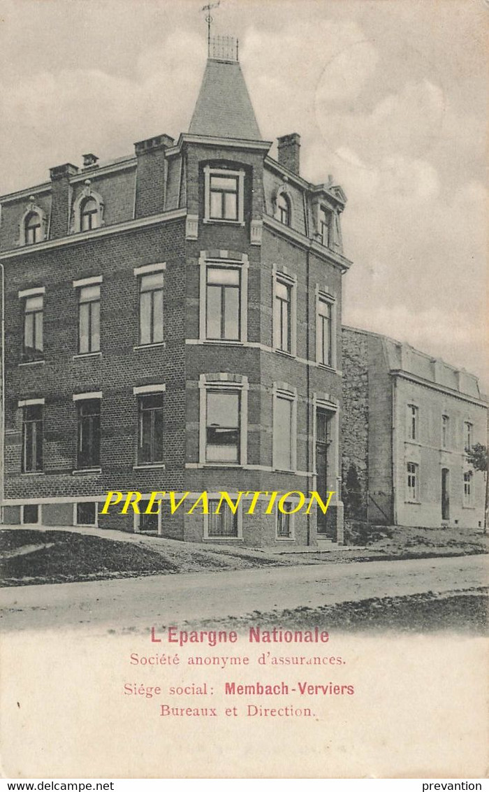 MEMBACH-Verviers - L'Epargne Nationale S.A D'Assurances - Bureaux Et Direction - Carte Circulé En 1909 - Baelen