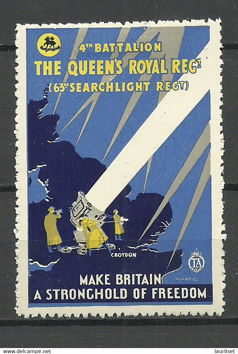 GREAT BRITAIN 4th Bataillon The Queens Royal Rect. Patriotic Vignette * - Cinderellas