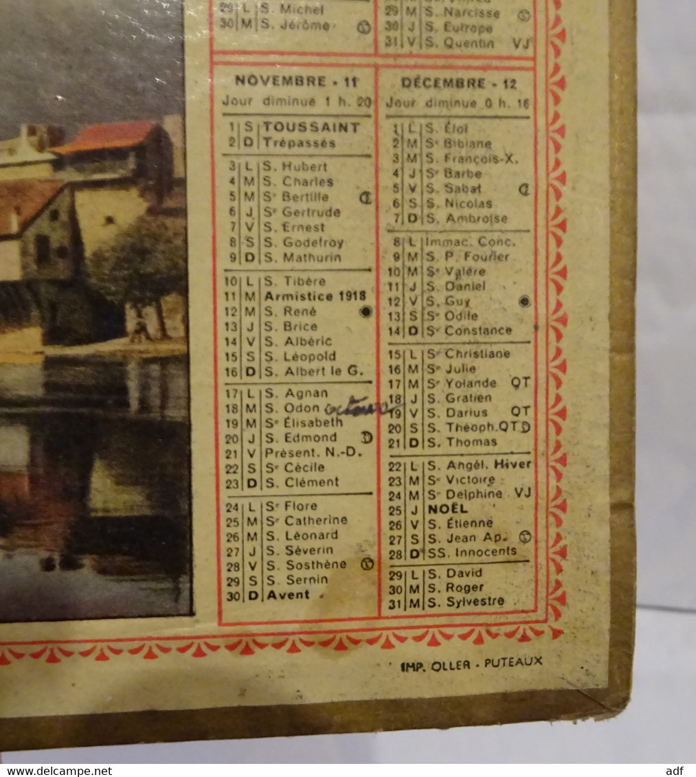 1947 CALENDRIER ALMANACH DES PTT, MORET SUR LOING, OLLER, MARNE 51 - Grand Format : 1941-60