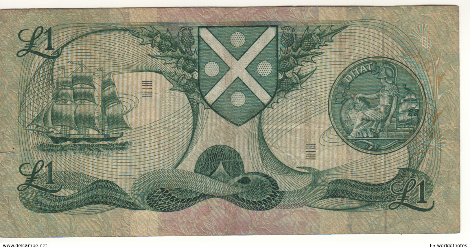 SCOTLAND  1 Pound    Bank Of Scotland  P111a   Dated 10th August, 1970  (Sir. Walter Scott+sailing Ship On Back) - 1 Pound
