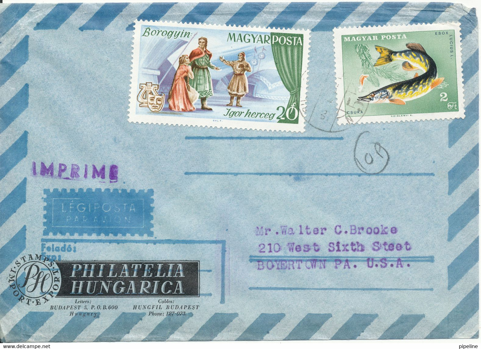 Hungary Air Mail Cover Sent To USA 1968 ?? Topic Stamps - Covers & Documents