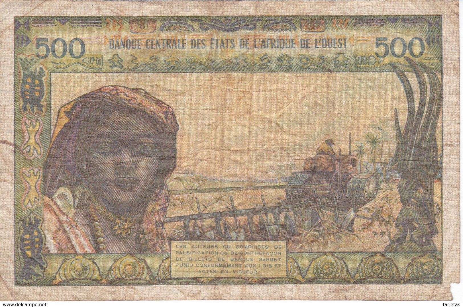 BILLETE DE TOGO DE 500 FRANCS DEL AÑO 1959 A 1961 - Togo