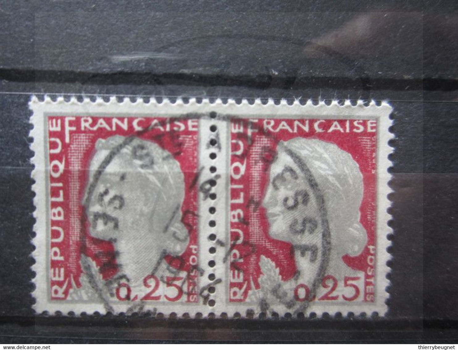 VEND BEAUX TIMBRES DE FRANCE N° 1263 EN PAIRE, OBLITERATION " STE-ADRESSE " !!! - 1960 Marianna Di Decaris