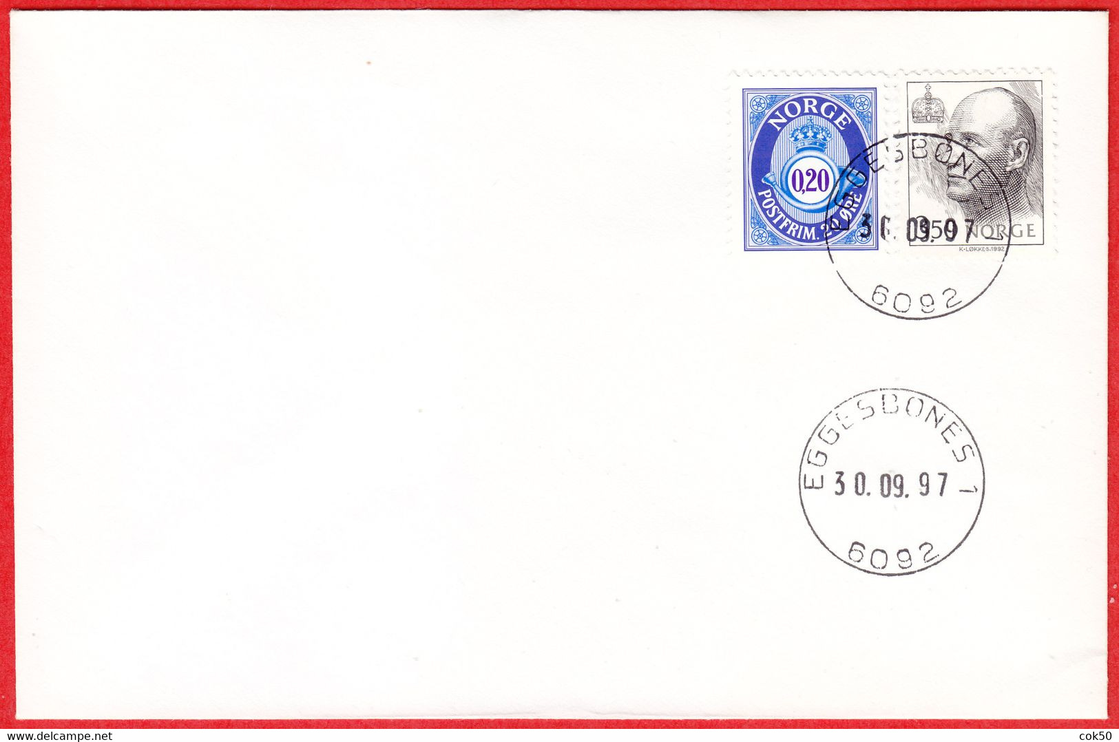 NORWAY -  6092 EGGESBØNES 1 - 24 Mm Ø (Møre & Romsdal County) - Last Day/postoffice Closed On 1997.09.30 - Local Post Stamps