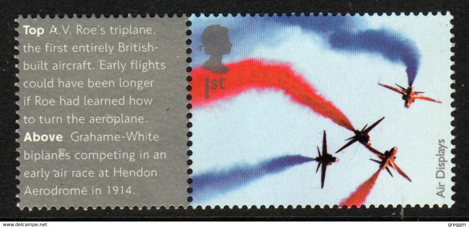 Great Britain 2008 Single 1st Smiler Sheet Commemorative Stamp With Labels From The Air Display Set In Unmounted Mint. - Timbres Personnalisés