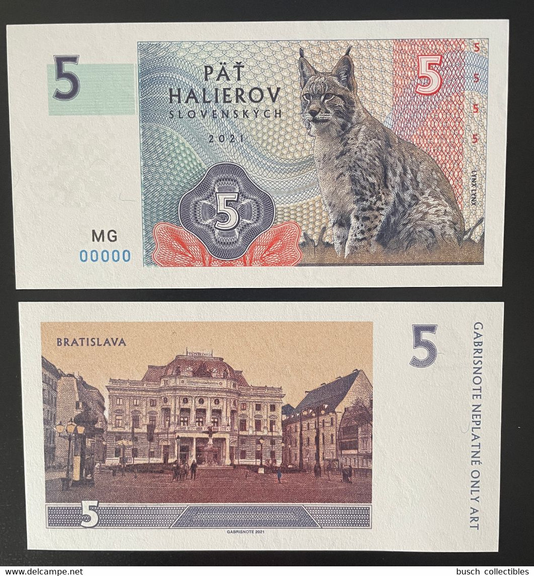 2021 Matej Gabris 5 Halierov Lynx Faune Fauna Bratislava UNC SPECIMEN ESSAY Tirage Limité - Fiktive & Specimen