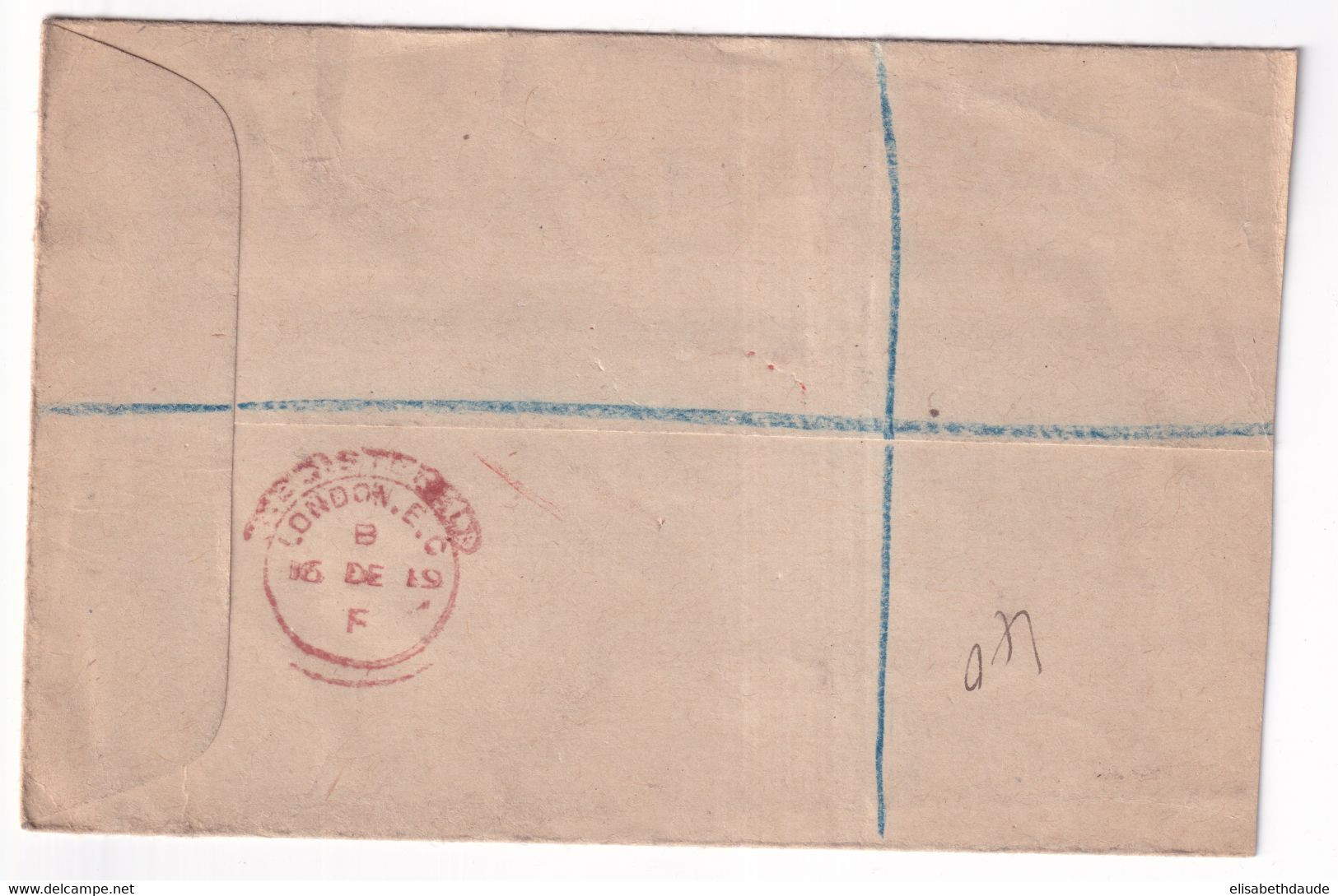 GB / PERFIN - 1919 - ENVELOPPE RECOMMANDEE Avec PERFORE => BRUXELLES (BELGIQUE) - Perforés