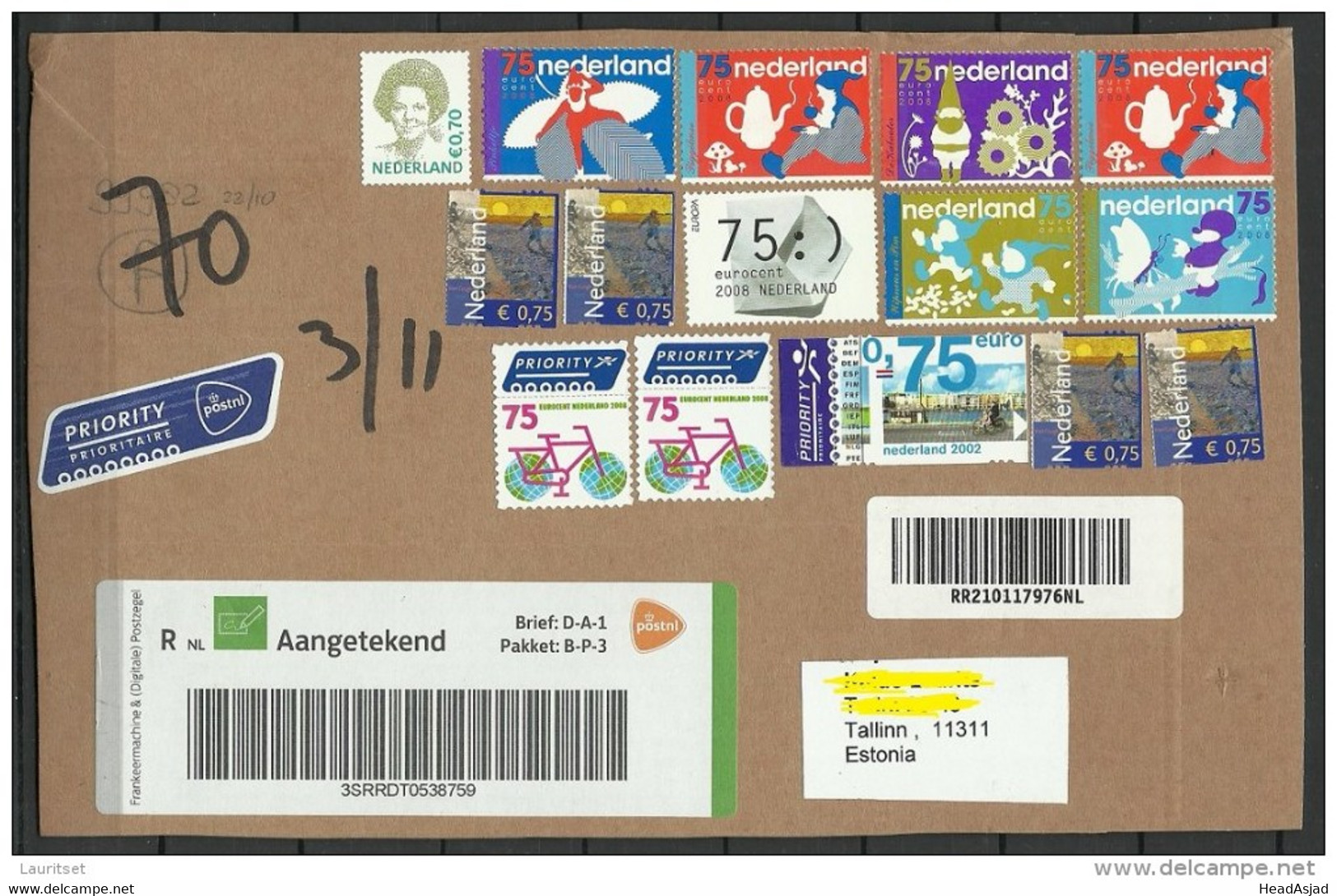 NEDERLAND NETHERLANDS 2015 Cover Front With Unused Stamps + Labels - Lettres & Documents