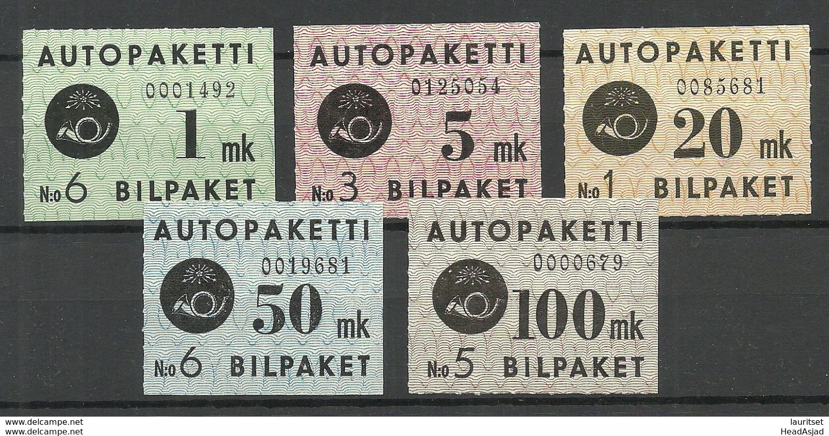 FINLAND FINNLAND 1949/1950 Autopaketti Auto-Paketmarken Michel 1 - 5 * - Parcel Post