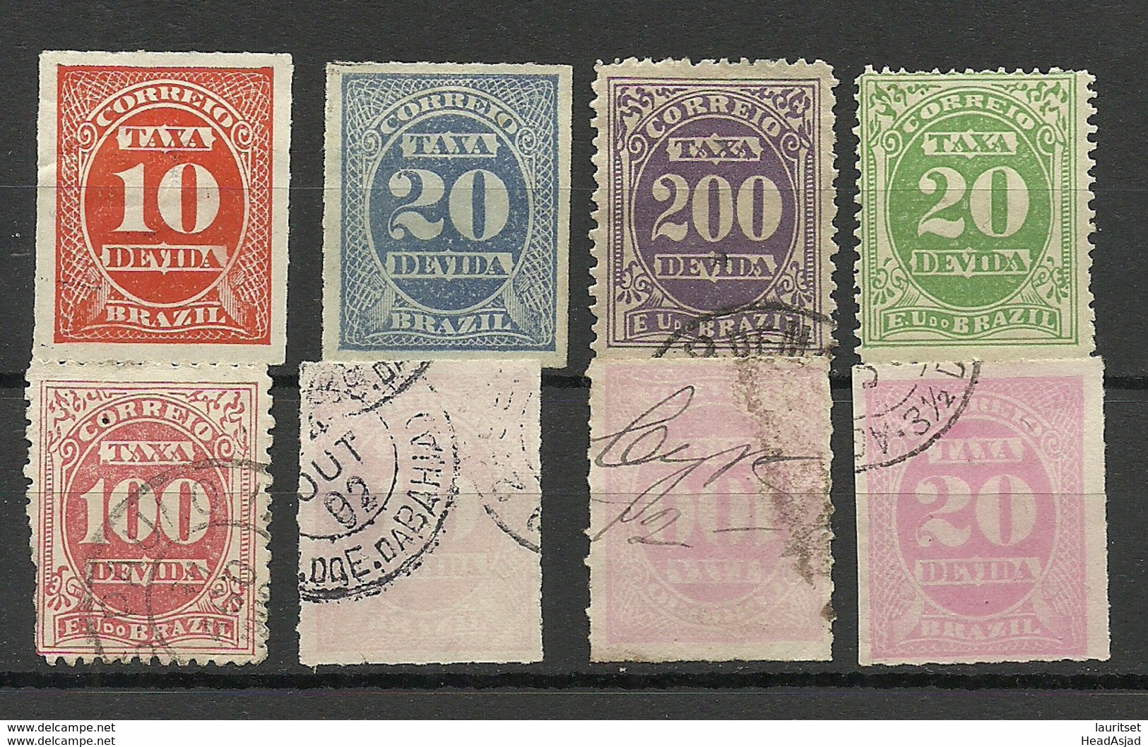 BRAZIL Brazilia 1890/1905 Lot Revenue Tax Fiscal Stamps Taxa Devida Portomarken Mint & Used - Postage Due