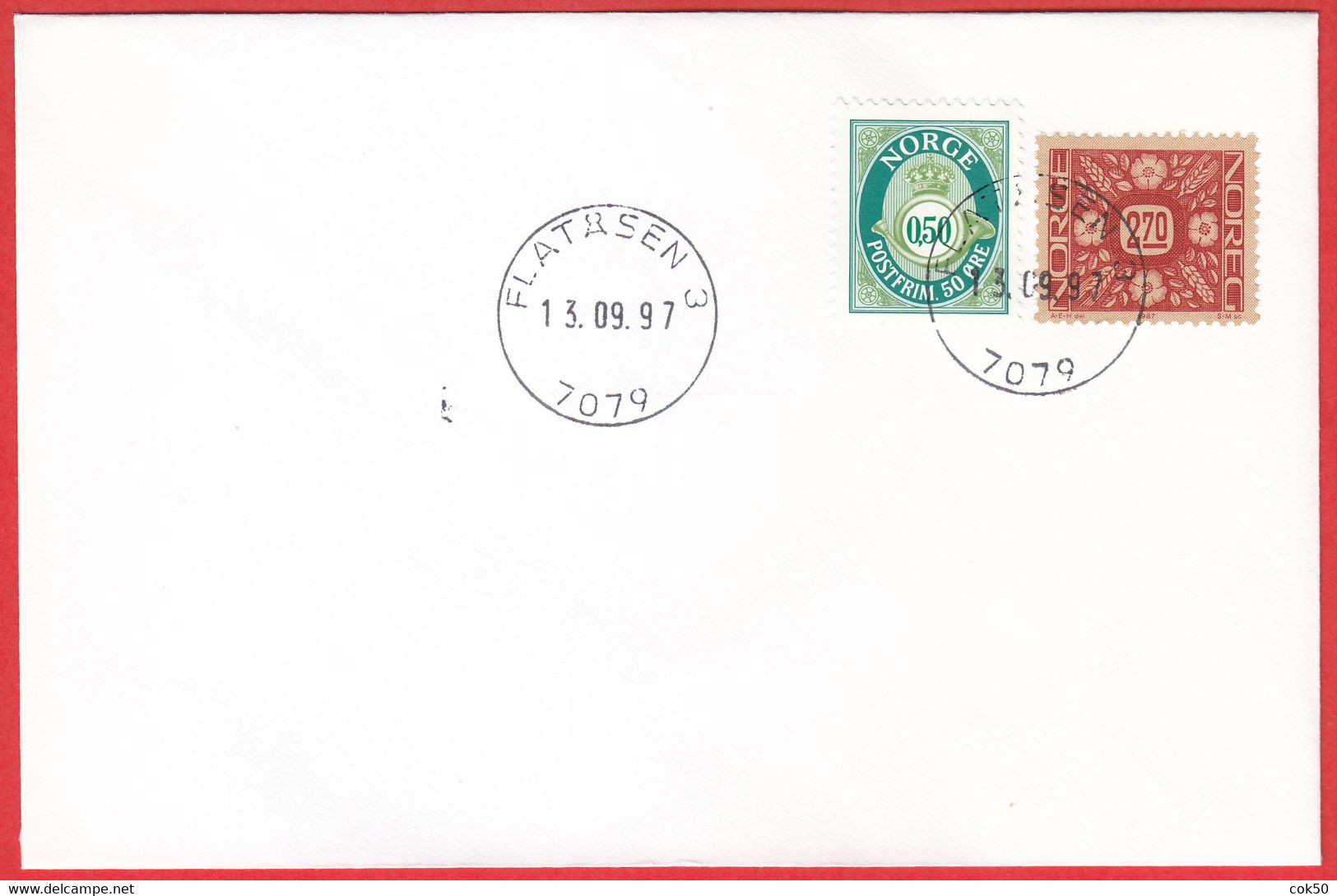 NORWAY -  7079 FLATÅSEN 3 (Trøndelag County) - Last Day/postoffice Closed On 1997.09.13 - Local Post Stamps