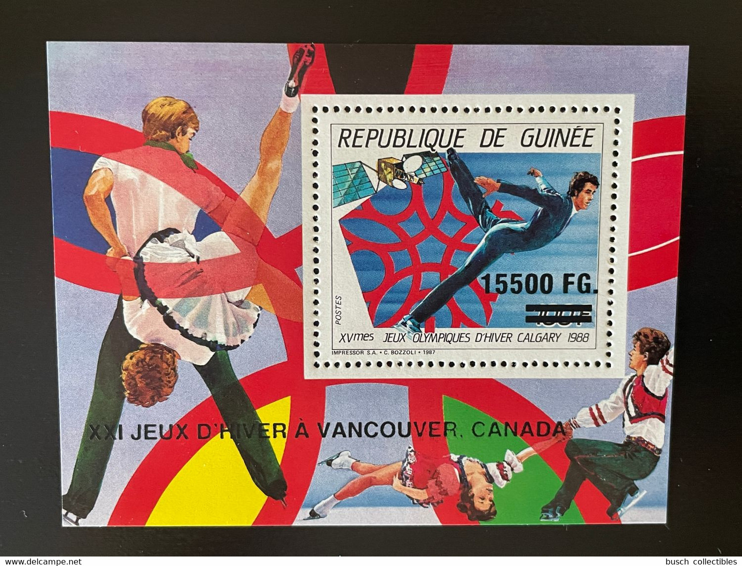 Guinée Guinea 2009 Mi. Bl. 1723 Surchargé Overprint Winter Olympic Calgary 1988 Vancouver 2010 Jeux Olympiques Eislaufen - Winter 2010: Vancouver