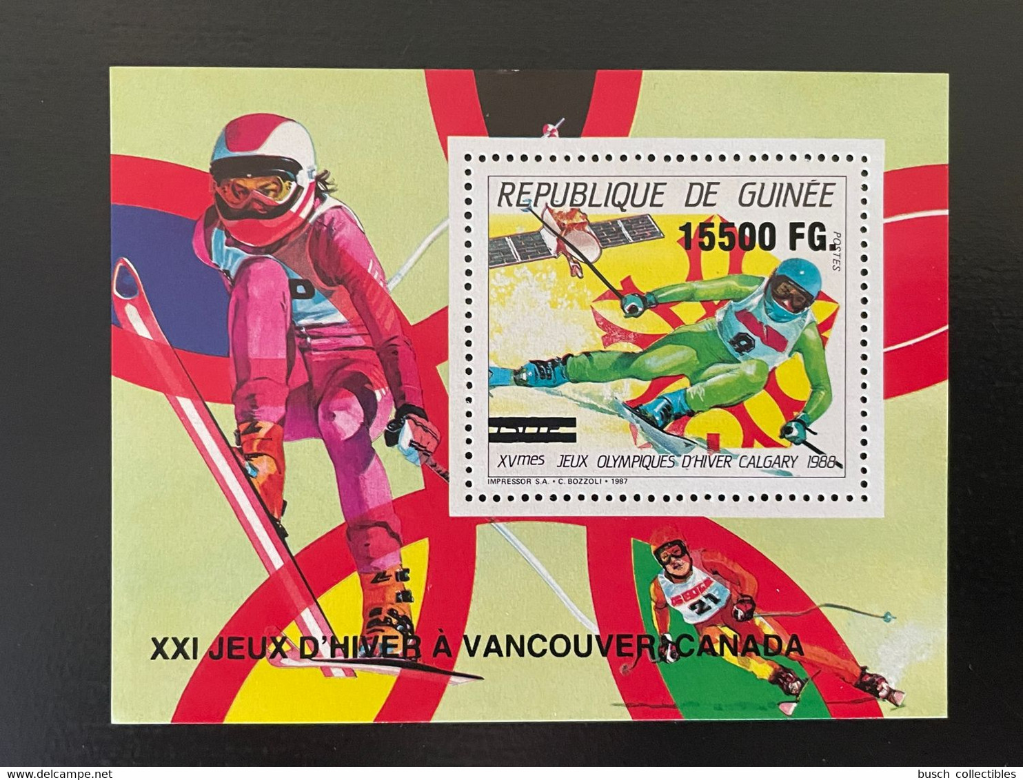 Guinée Guinea 2009 Mi. Bl. 1724 Surchargé Overprint Winter Olympic Calgary 1988 Vancouver 2010 Jeux Olympiques Ski - Winter 2010: Vancouver