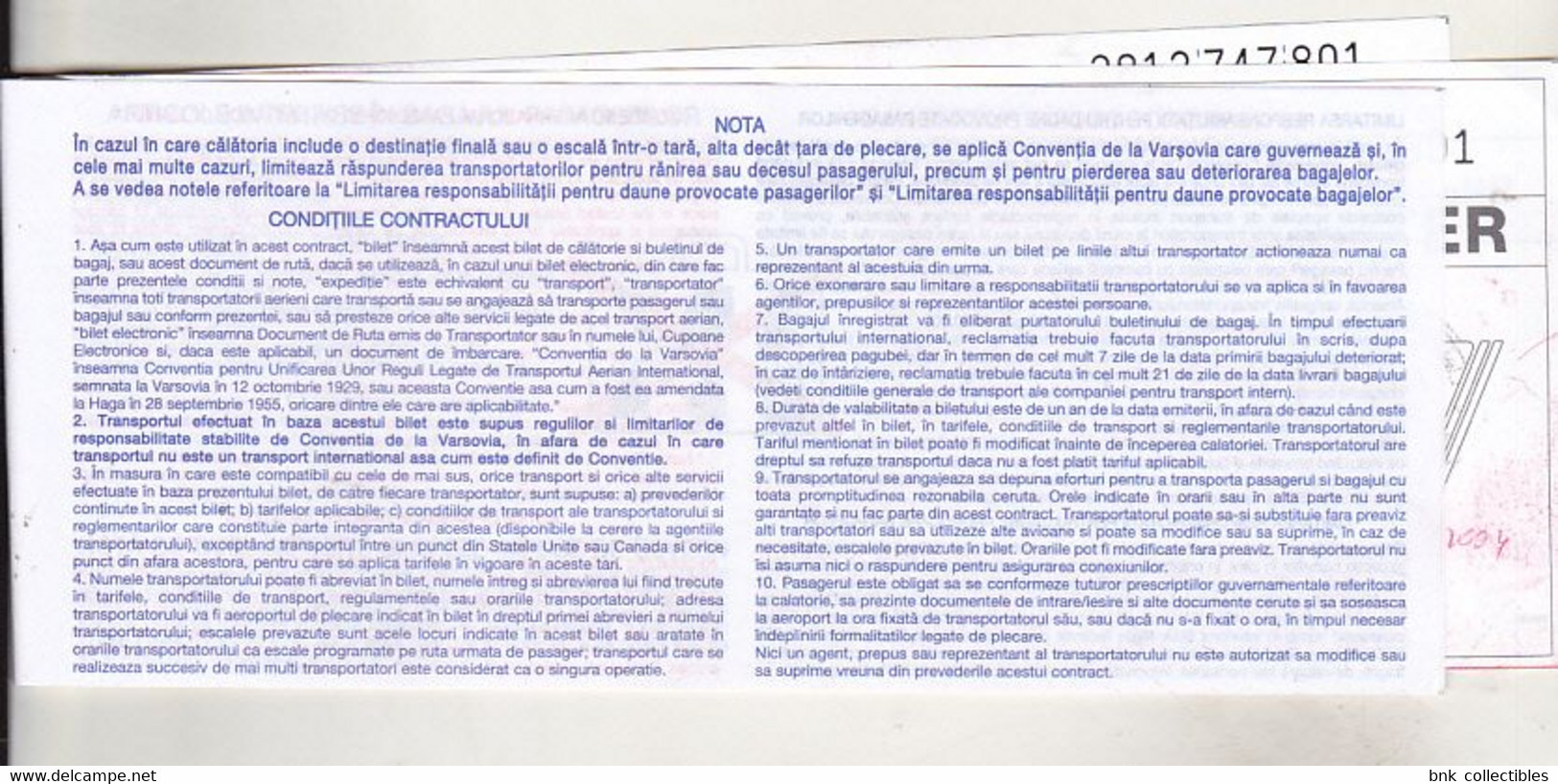 Romania TAROM Airline Ticket - Charter - 2004 - Used - Zonder Classificatie