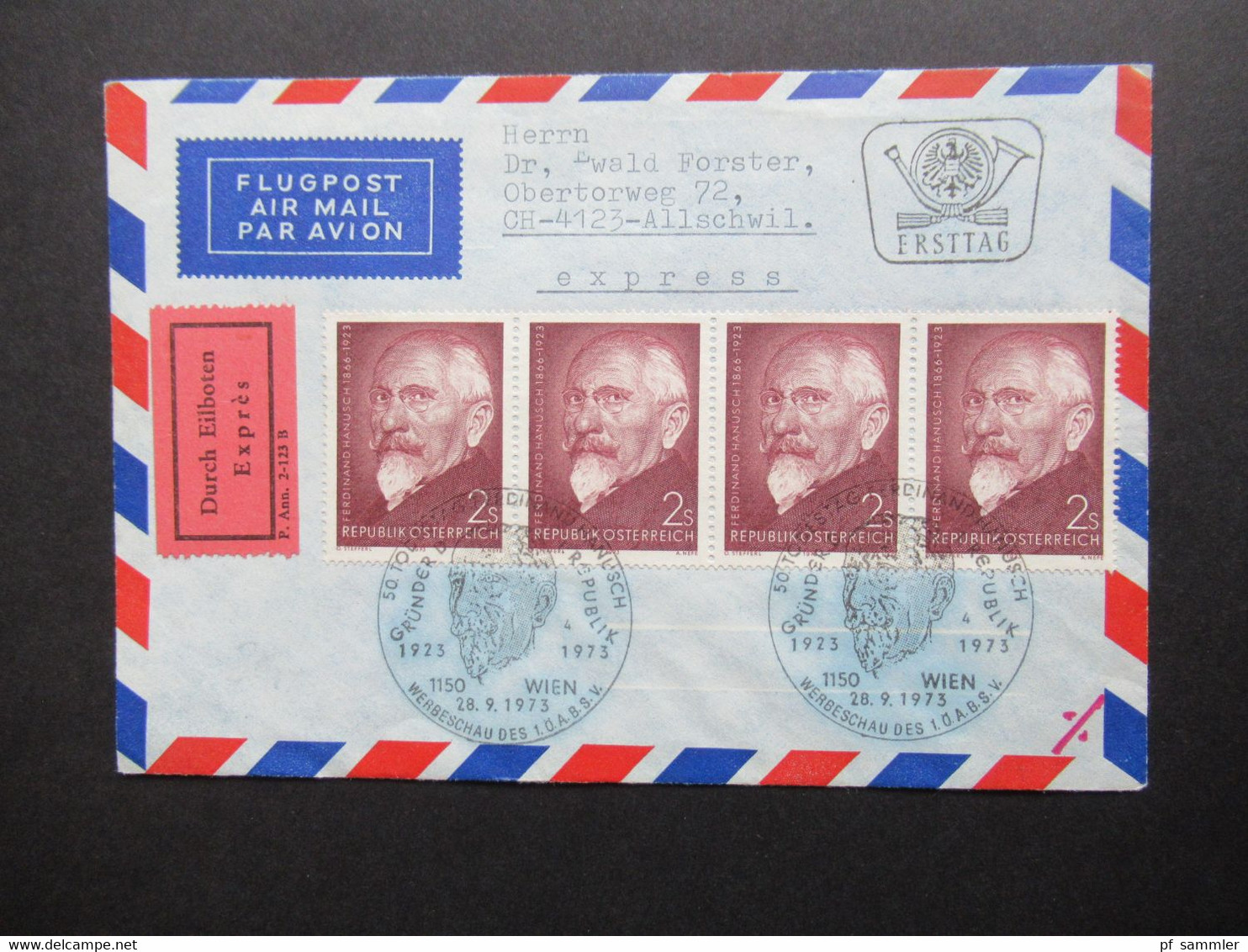 Österreich 1973 FDC / Flugpost / Durch Eilboten / Express 3 Belege Mit SST In Die Schweiz Gesendet Mit Ank. Stempel - Covers & Documents