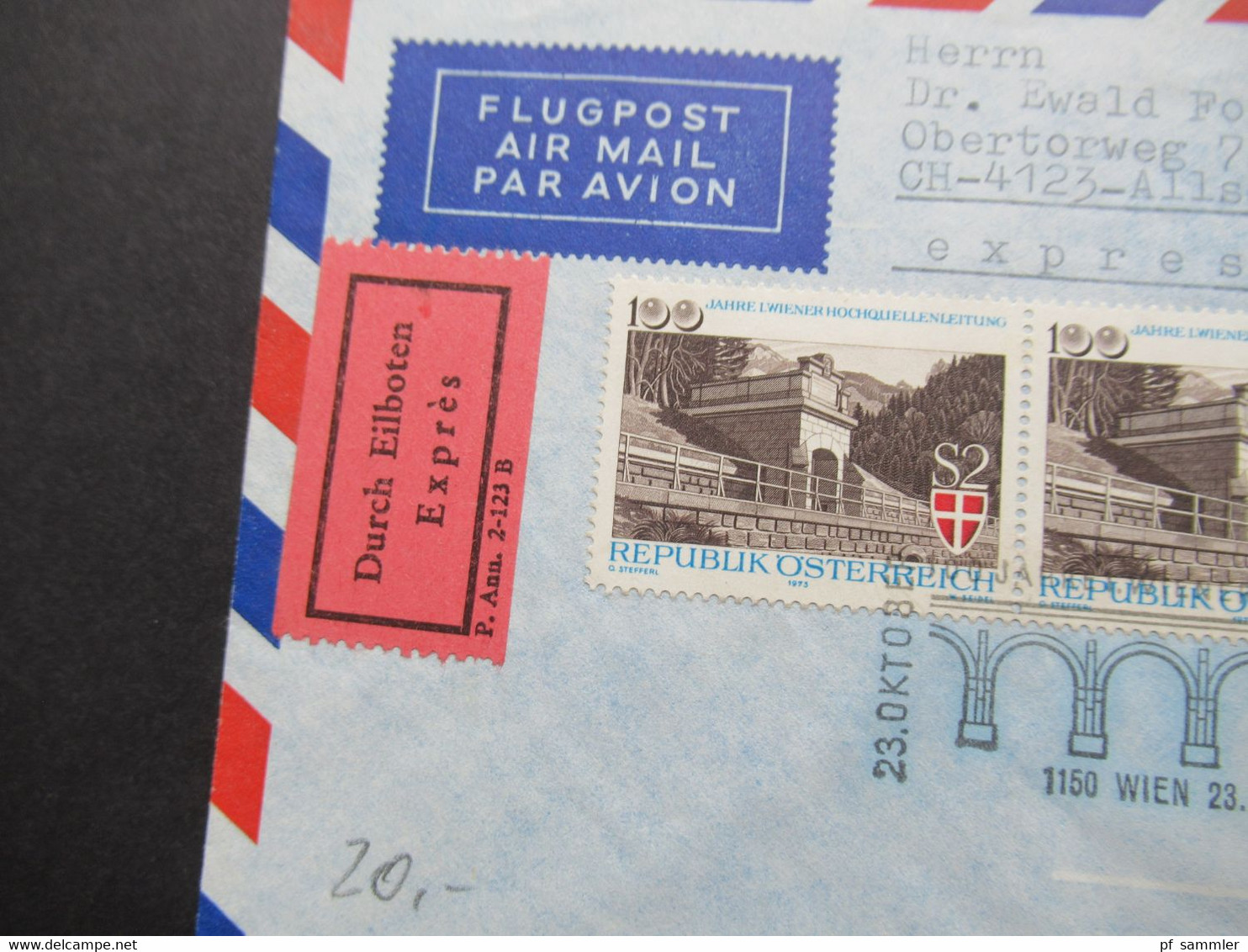 Österreich 1973 FDC / Flugpost / Durch Eilboten / Express 3 Belege mit SST in die Schweiz gesendet mit Ank. Stempel