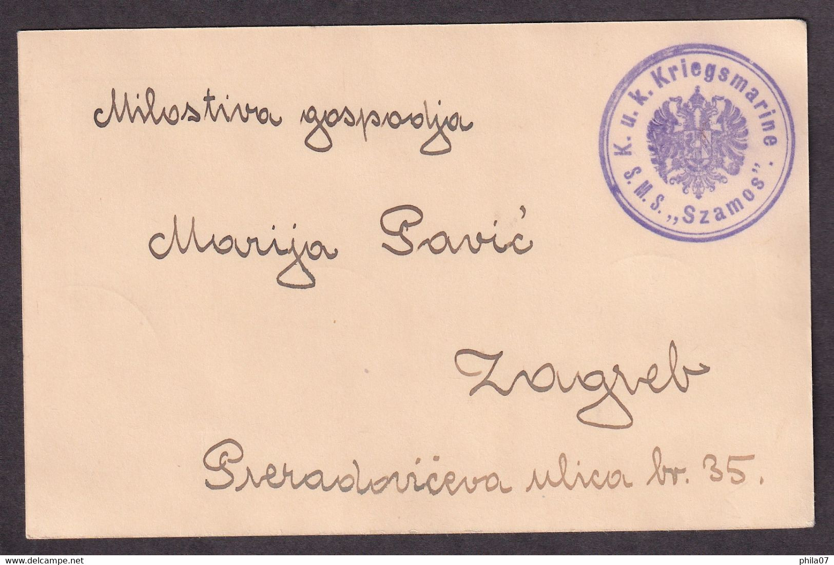 Austria, S.M.S. SZAMOS, Very Nice Cancel On Bosnia And Herzegovina Stationery. - Autres & Non Classés