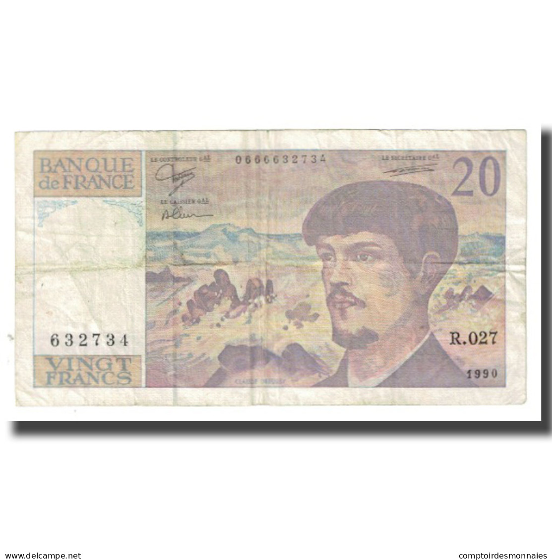 France, 20 Francs, Debussy, 1990, TB+, Fayette:66bis.01.A27, KM:151h - 20 F 1980-1997 ''Debussy''