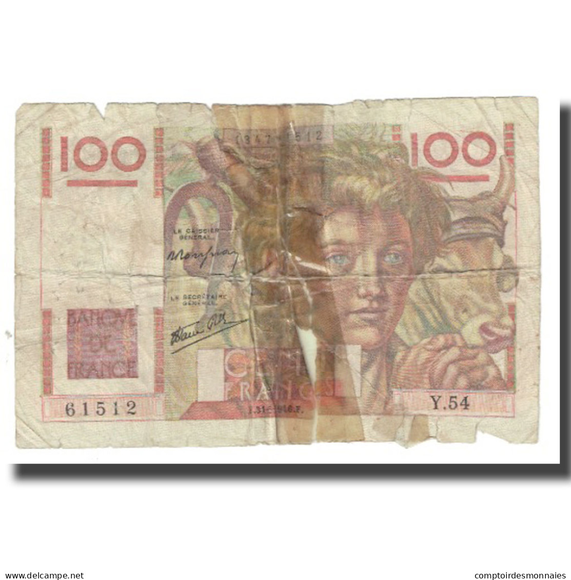 France, 100 Francs, 1946, 1946-05-31, AB, Fayette:28.5, KM:128a - 100 F 1945-1954 ''Jeune Paysan''