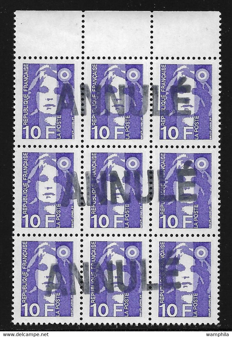 France N°2627e** Timbres Neufs Surchargé Annulé Un Bloc De 9 Timbres, Cote 450€ - Unused Stamps