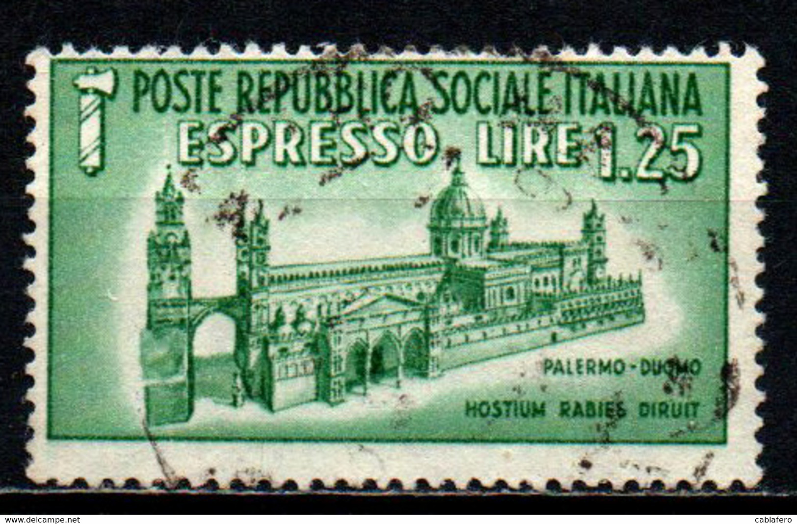 ITALIA RSI - 1944 - DUOMO DI PALERMO - USATO - Eilsendung (Eilpost)