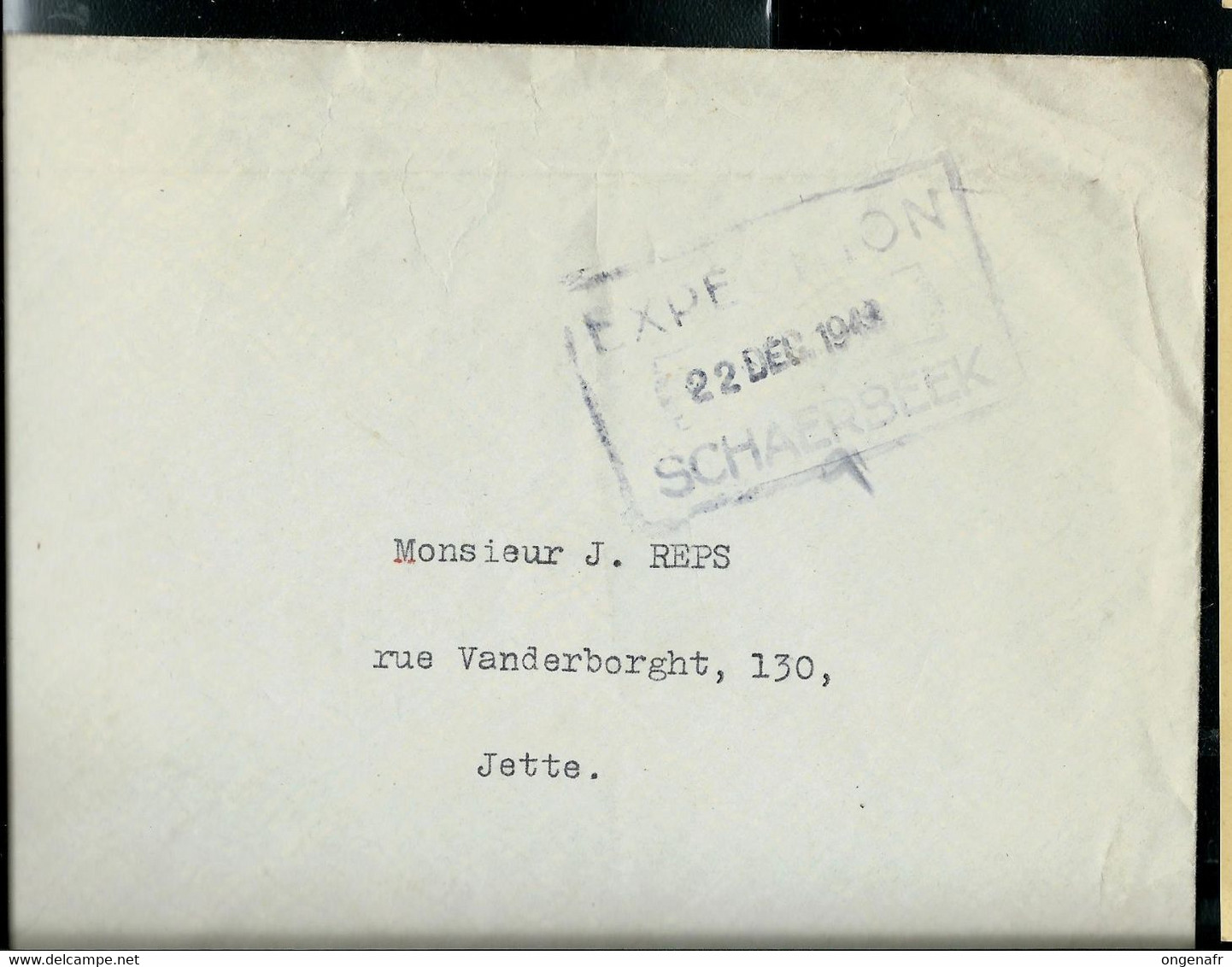 Courrier (env. Ent.) Obl. EXPEDITION - SCHAERBEEK Du 22/12/1949 Ves Jette - Zonder Portkosten