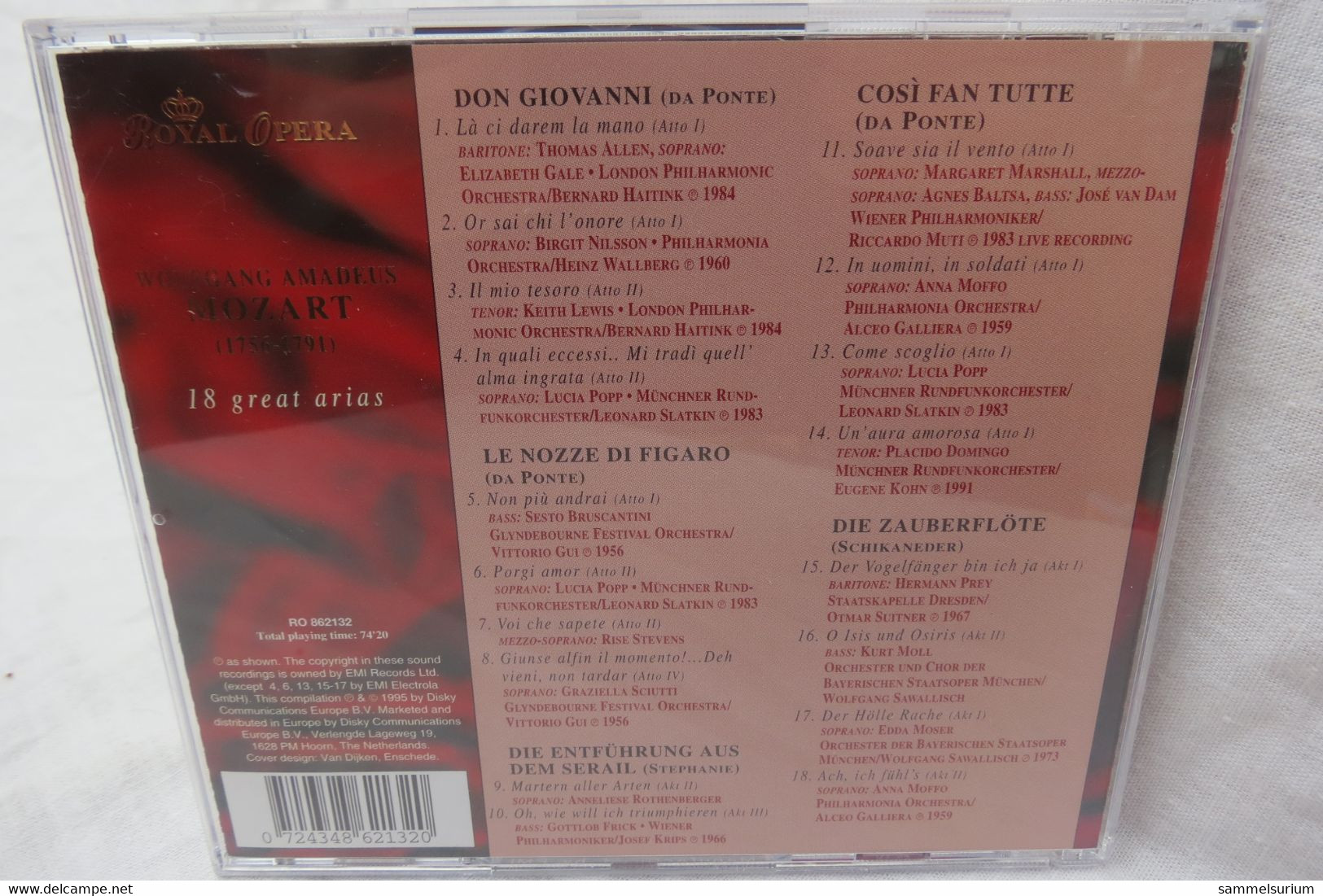 CD "Royal Opera Mozart" 18 Great Arias, Moffo, Domingo, Prey U.a. - Opera
