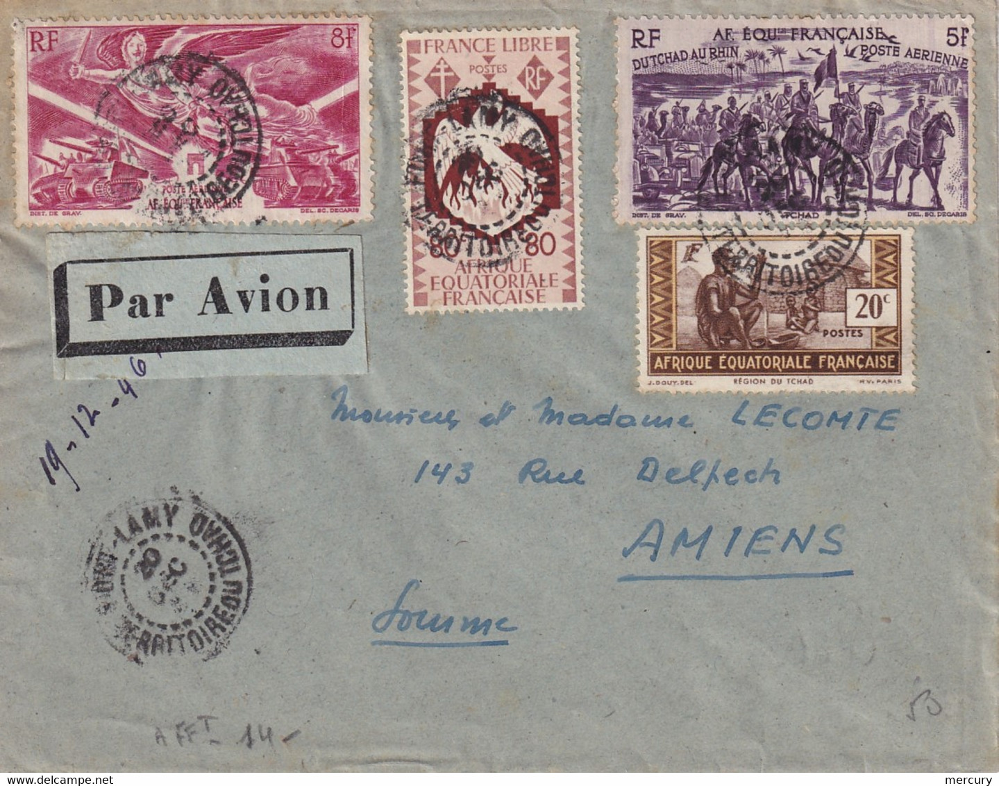 AEF - Aérogramme De Fort-Lamy Du 20/12/46 Pour Amiens - Lettres & Documents