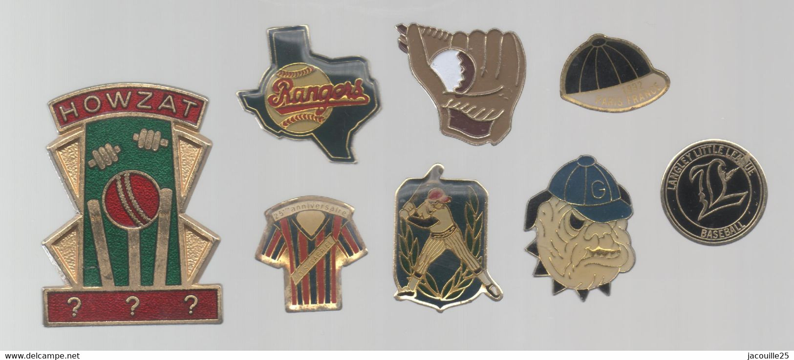 PINS PIN'S SPORT BASEBALL 730 GANT CASQUETTE CHIEN HOWZAT RANGERS JOS GABRIEL LANGLEY  LOT 8 PINS - Baseball