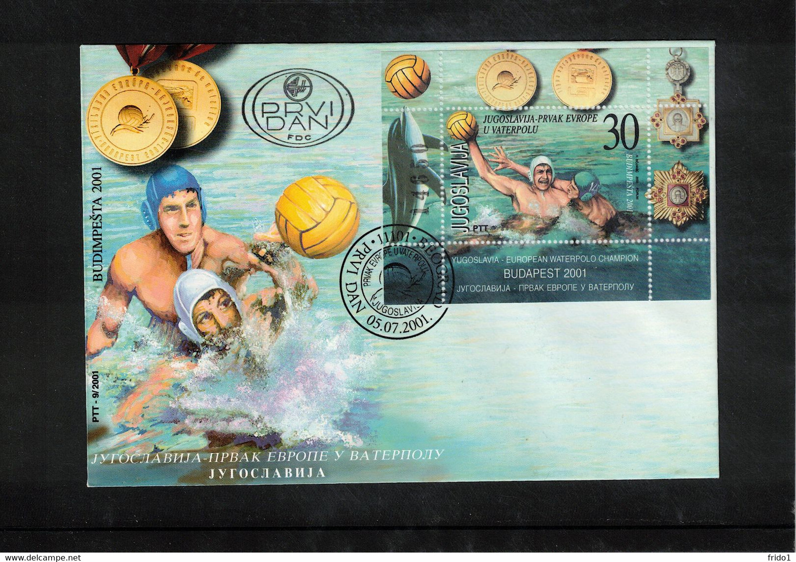 Yugoslavia / Jugoslawien 2001 Yugoslavia European Waterpolo Champion FDC - Waterpolo