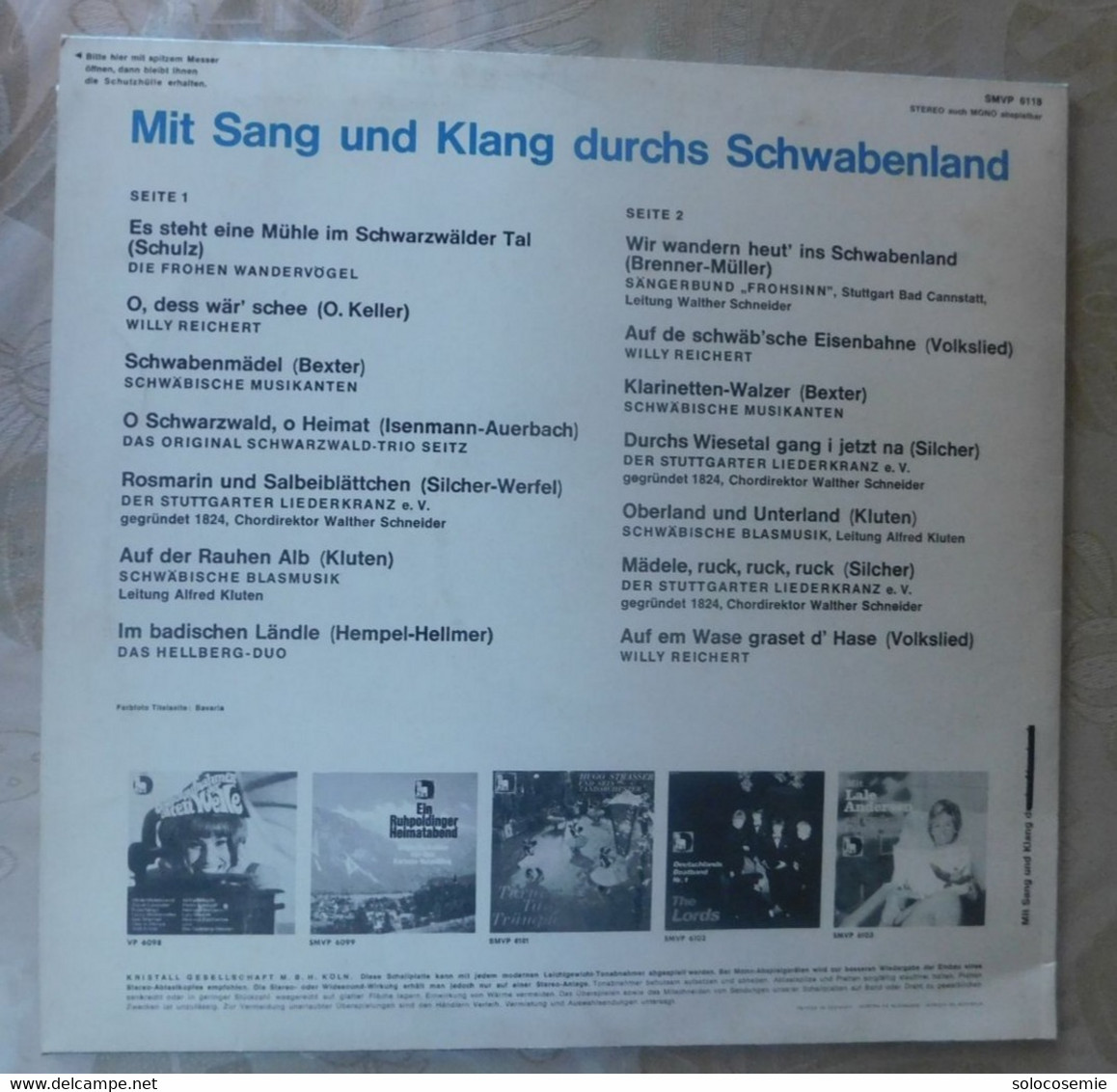 33 Giri Disco In Vinile : MIT SANG UND KLANG DURCHS SCHWABENLAND, Die Volks Platte   SMVP 6118 - Other - German Music