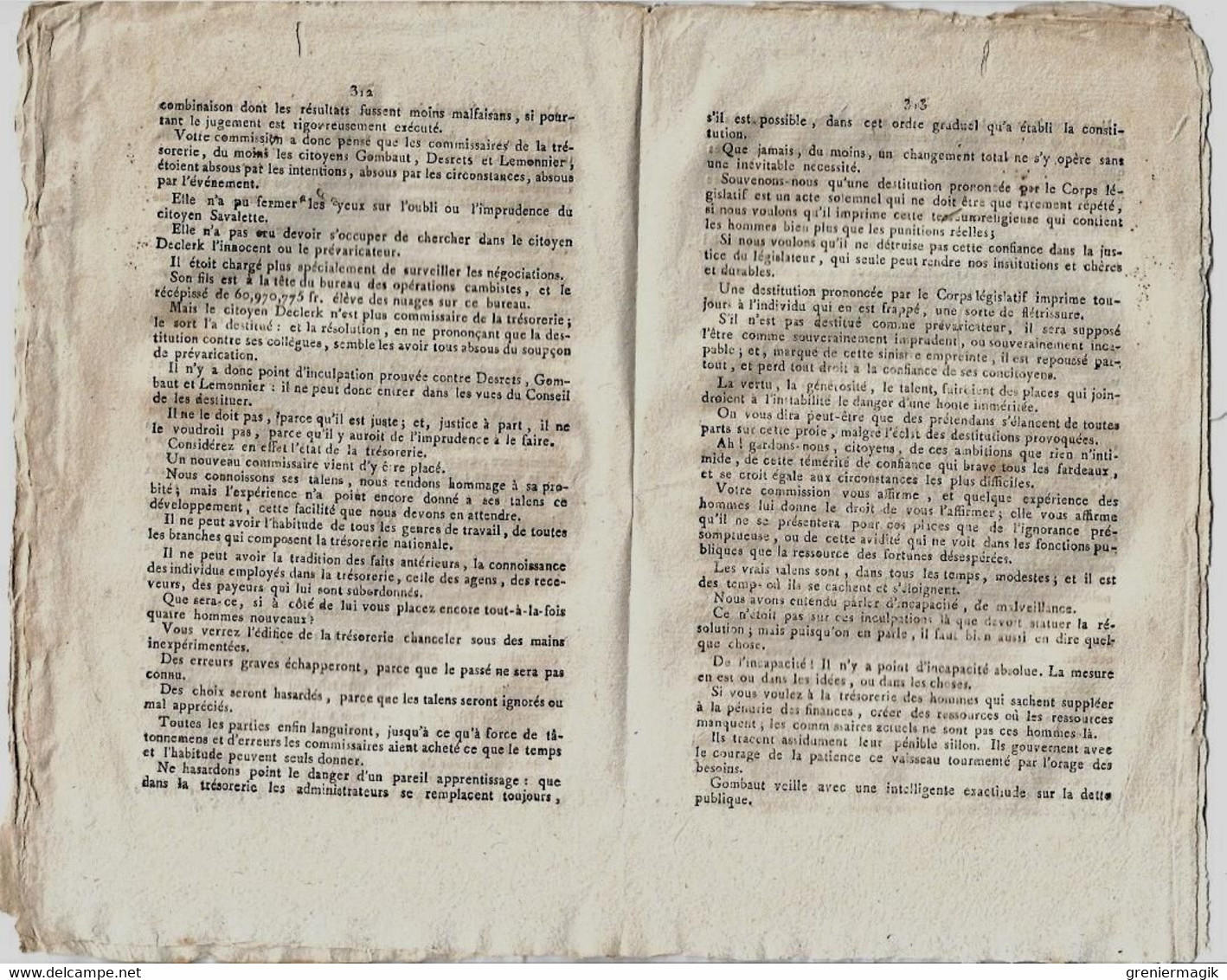 Journal Des Débats Et Lois Brumaire An VI 1797 Lettre De Bonaparte à L'archevêque De Gênes/Affaire Compagnie De Dijon - Newspapers - Before 1800