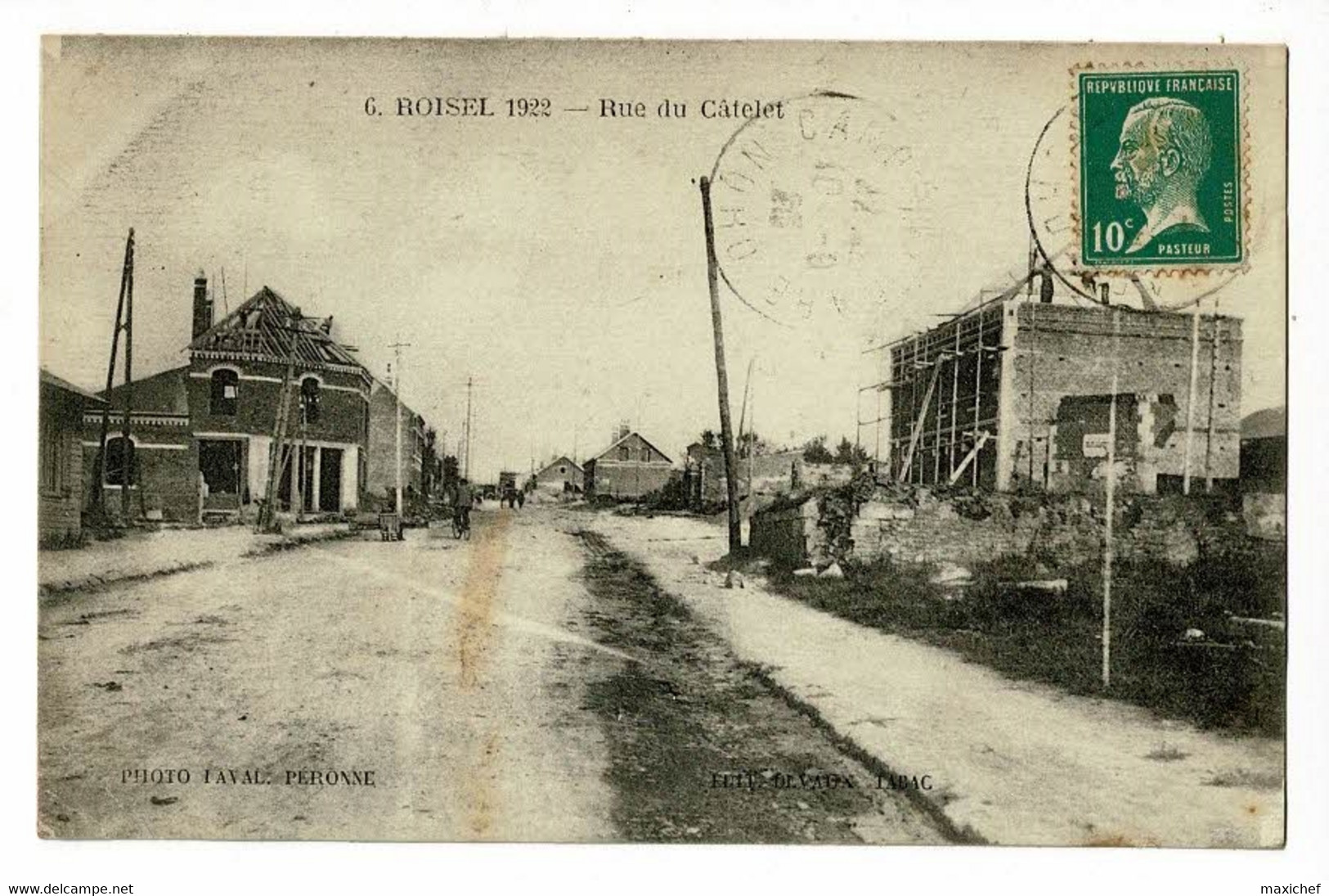 Roisel - 1922 - Rue Du Câtelet (animation, Immeubles En Reconstruction) Circulé 1923 - Roisel