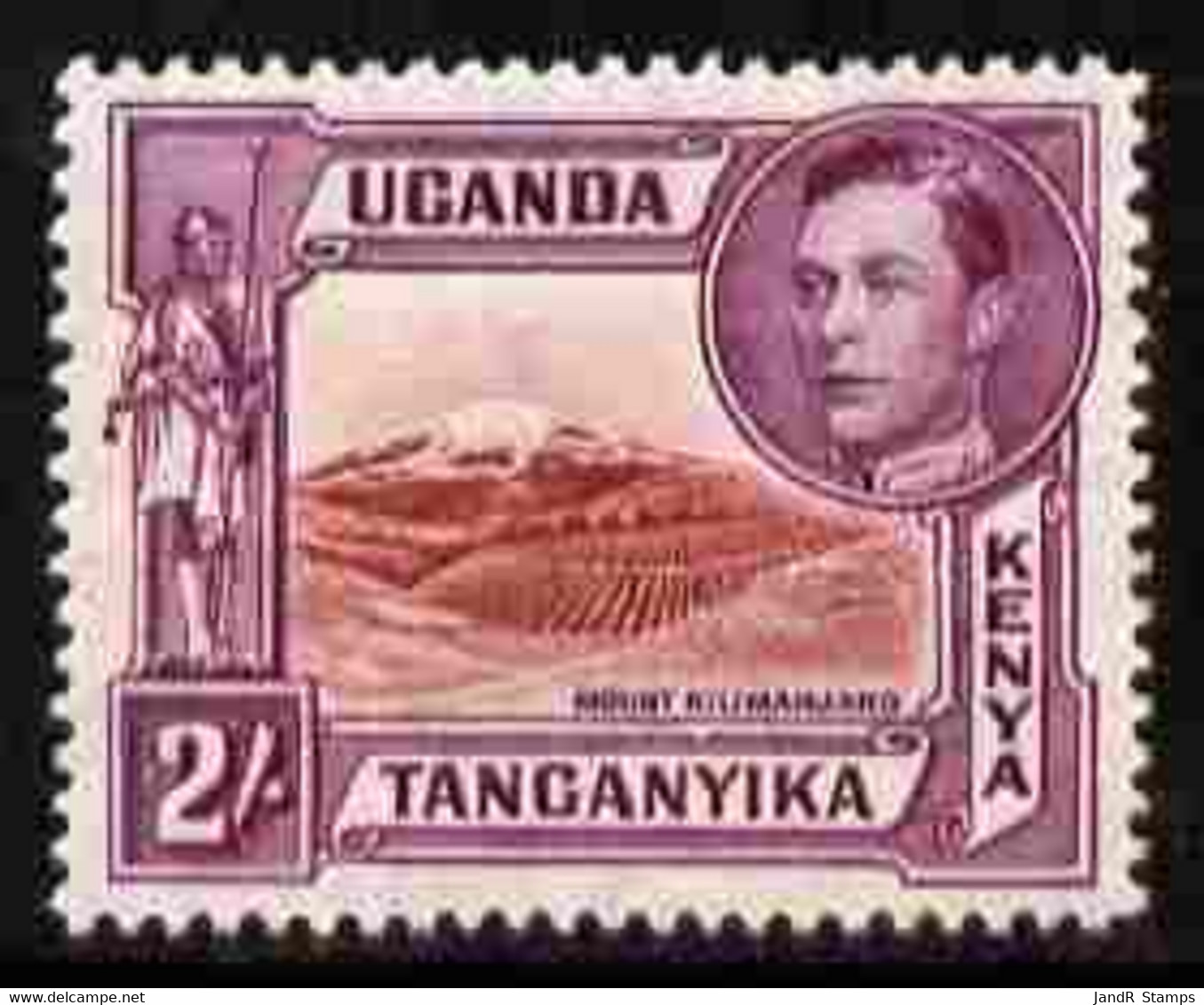 Kenya, Uganda & Tanganyika 1938-54 KG6 Mt Kilimanjaro 2s Lake-brown & Brown-purple P14 Mounted Mint SG 146a - Sonstige & Ohne Zuordnung