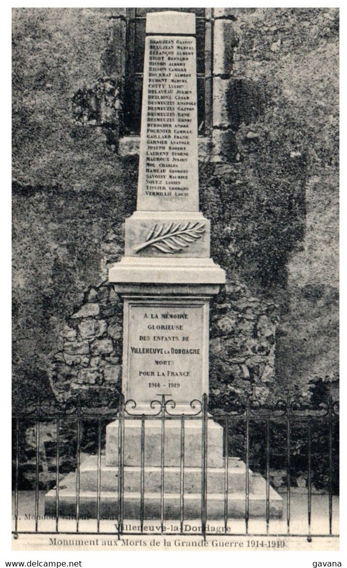 89 VILLENEUVE-la-DORDAGRE - Monument aux Morts de la Grande Guerre