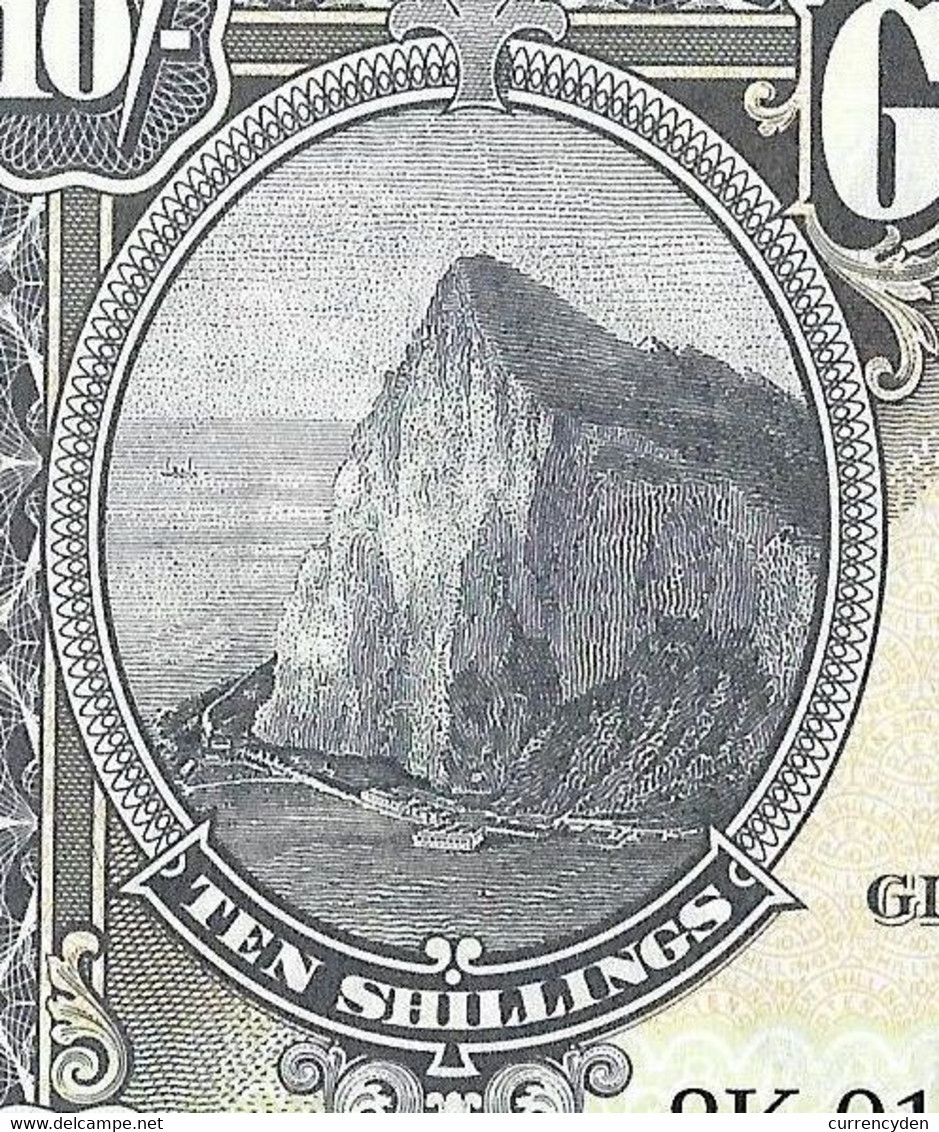 Gibraltar, Official Reprint Of 1934 10 Shillings, Rock Of Gibralar UNC - Gibraltar