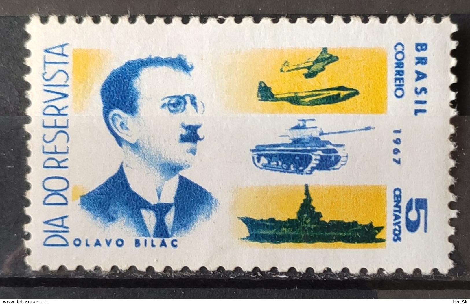 C 587 Brazil Stamp Day Reservist Military Airplane War Tank Ship Olavo Bilac 1967 3 - Other & Unclassified