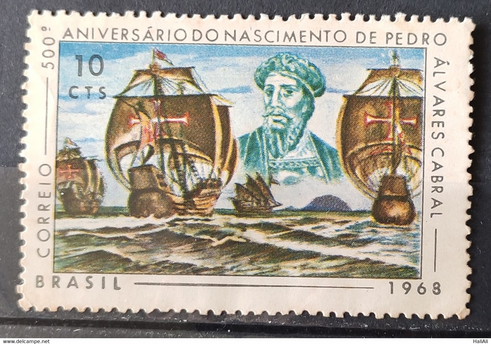 C 595 Brazil Stamp 500 Years Cabral Ship Caravel 1968 1 - Other & Unclassified