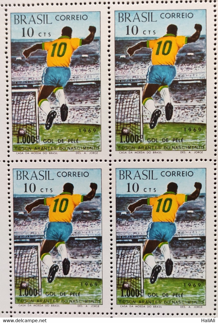 C 658 Brazil Stamp One Thousand Goal Pele Football Soccer 1969 Block Of 4 - Sonstige & Ohne Zuordnung