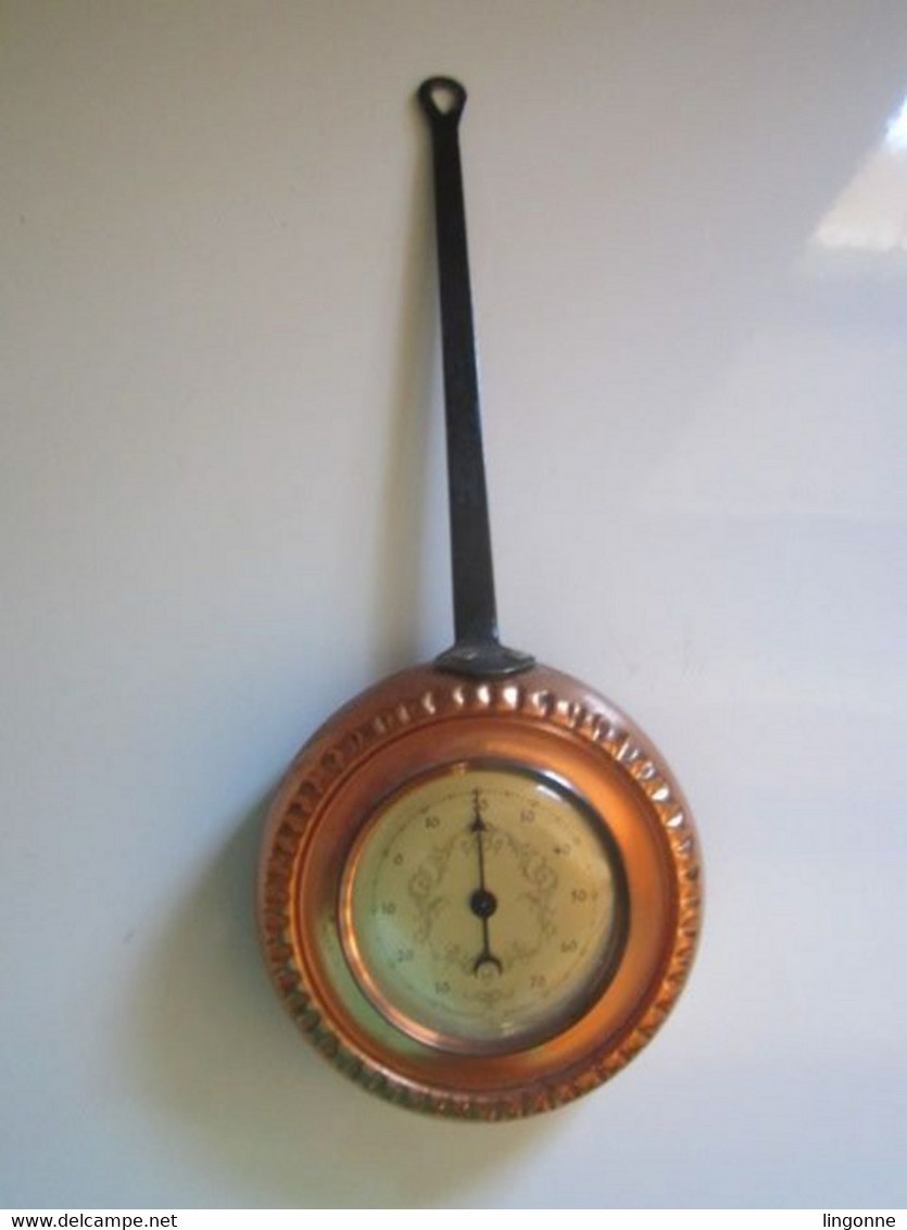 Coppers - Thermomètre centigrade sur poêle en cuivre avec manche Long 24,5  cm env Poids 78 Grammes