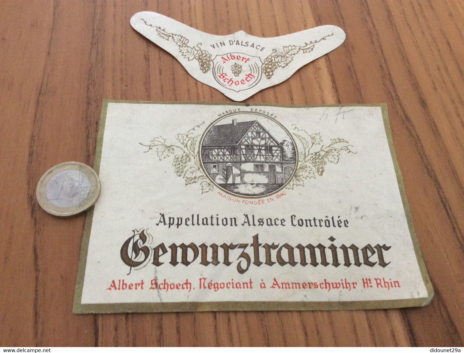 Ancienne Étiquette De Vin + Collerette «GEWURZTRAMINER - Albert Schleck - Ammerschwihr (68) Alsace» - Gewurztraminer