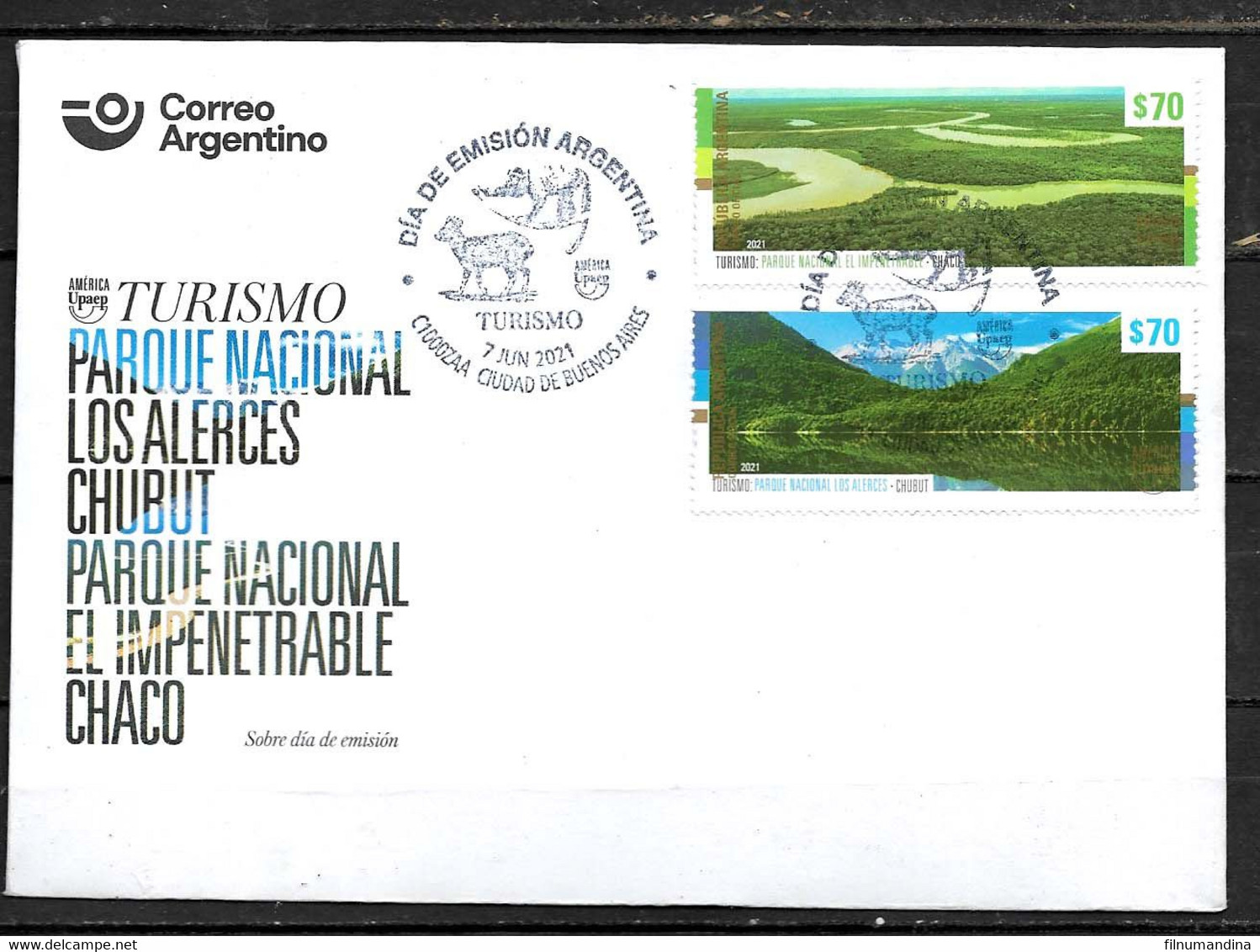 #10013 ARGENTINE,ARGENTINA 2021 UPAEP AMERICA NATURE RIVER MOUNTAIN NEUF,FDC, - Ungebraucht